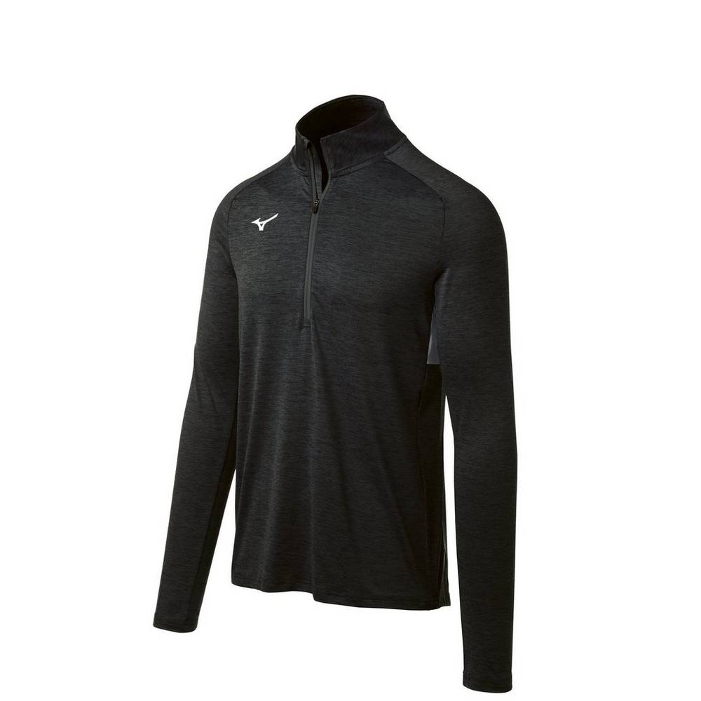 Mens Mizuno Alpha 1/2 Zip Pullover Black Philippines (EKXUVM280)